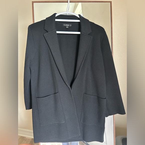 J CREW Wool Open Front Sweater Blazer Knit Jacket BlACK Merino Wool Size XS - Picture 1 of 4